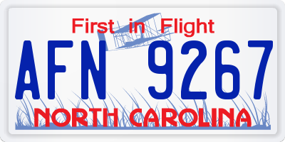 NC license plate AFN9267