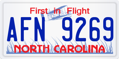 NC license plate AFN9269