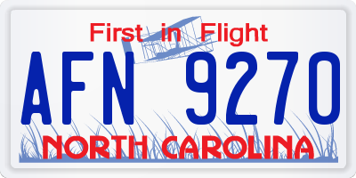 NC license plate AFN9270