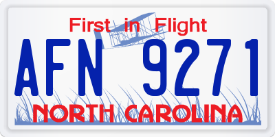 NC license plate AFN9271