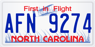 NC license plate AFN9274