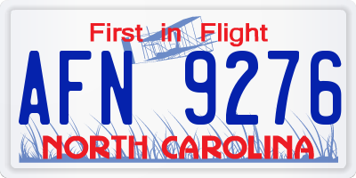 NC license plate AFN9276