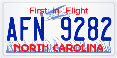 NC license plate AFN9282