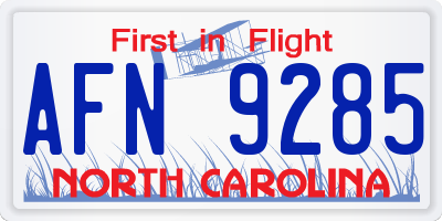 NC license plate AFN9285