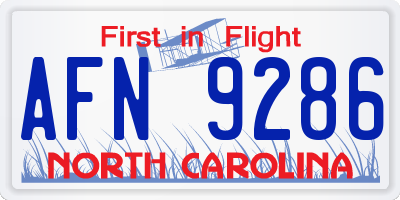 NC license plate AFN9286