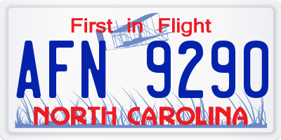 NC license plate AFN9290