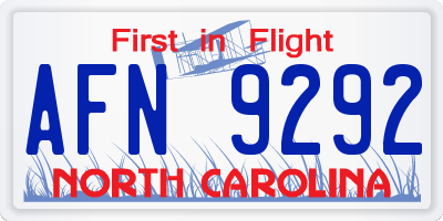 NC license plate AFN9292