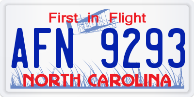 NC license plate AFN9293