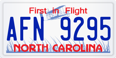 NC license plate AFN9295