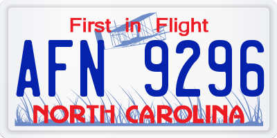 NC license plate AFN9296