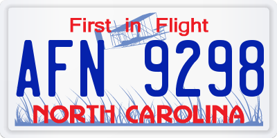 NC license plate AFN9298