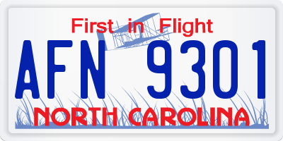 NC license plate AFN9301