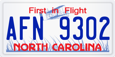 NC license plate AFN9302