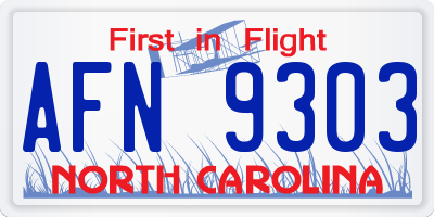 NC license plate AFN9303