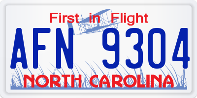 NC license plate AFN9304