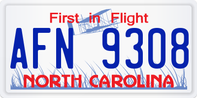 NC license plate AFN9308