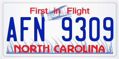 NC license plate AFN9309