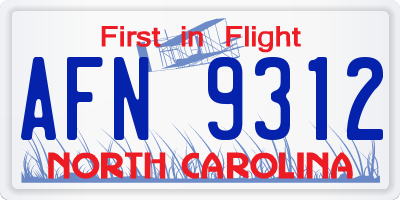 NC license plate AFN9312