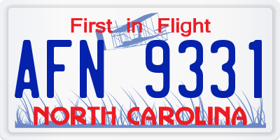 NC license plate AFN9331
