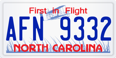 NC license plate AFN9332