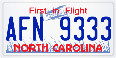 NC license plate AFN9333
