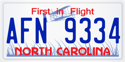 NC license plate AFN9334