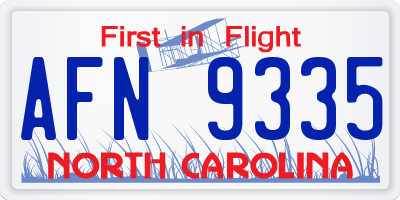 NC license plate AFN9335