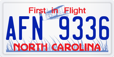 NC license plate AFN9336