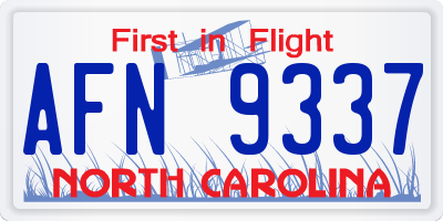 NC license plate AFN9337