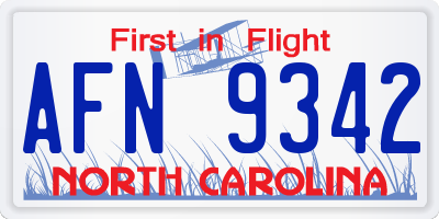 NC license plate AFN9342