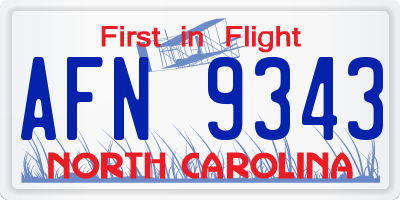 NC license plate AFN9343