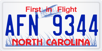NC license plate AFN9344