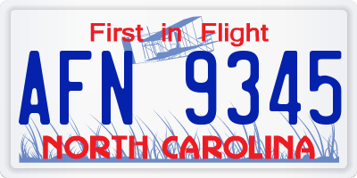 NC license plate AFN9345