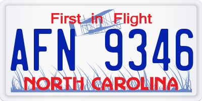NC license plate AFN9346