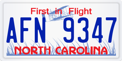 NC license plate AFN9347