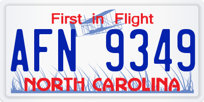 NC license plate AFN9349