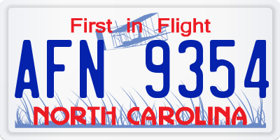 NC license plate AFN9354