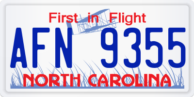 NC license plate AFN9355