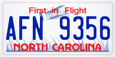 NC license plate AFN9356