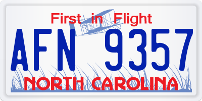 NC license plate AFN9357