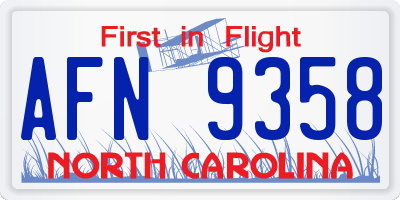 NC license plate AFN9358