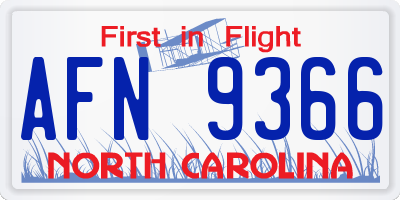 NC license plate AFN9366