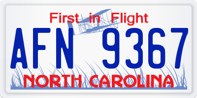 NC license plate AFN9367