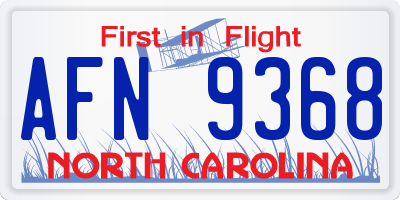NC license plate AFN9368