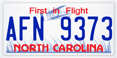 NC license plate AFN9373