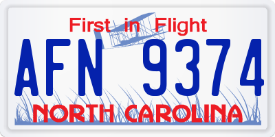 NC license plate AFN9374