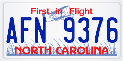 NC license plate AFN9376