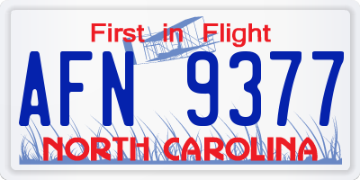 NC license plate AFN9377