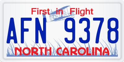 NC license plate AFN9378