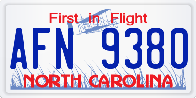 NC license plate AFN9380